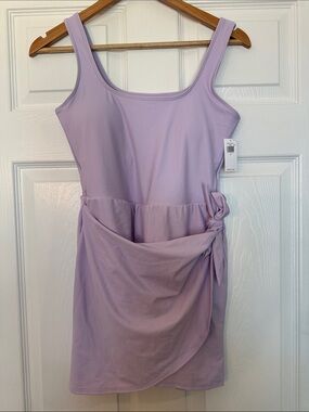 Old Navy Lilac Scoop-Neck Tie-Waist Mini Swim Dress